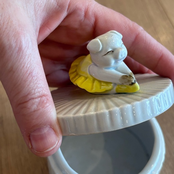 Vintage Fitz & Floyd Trinket Box Pig Ballerina Yellow Tutu - Picture 5 of 6